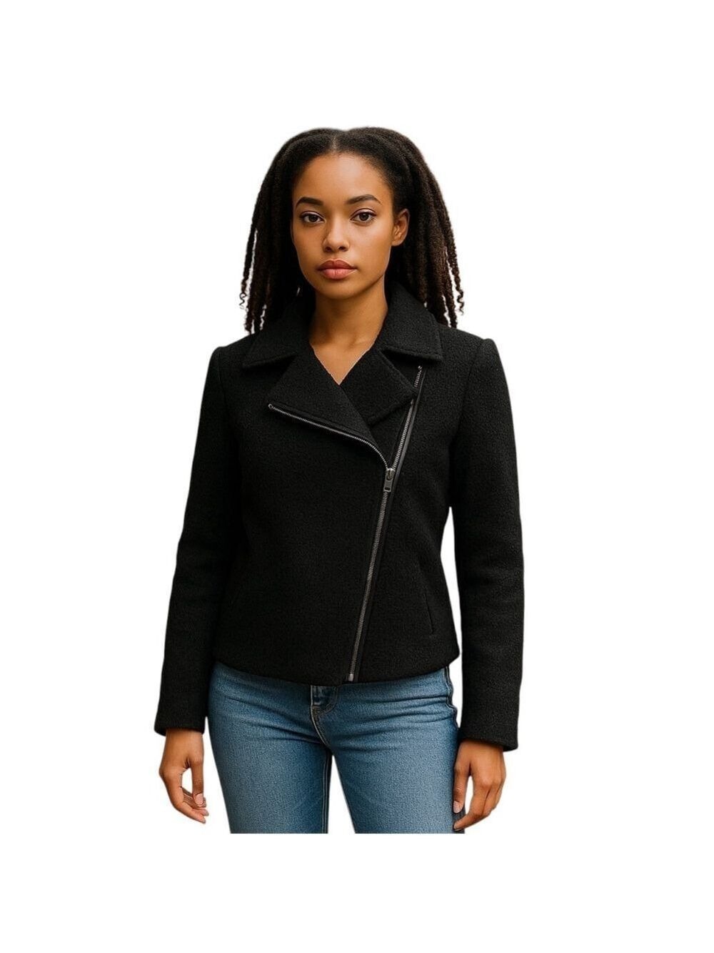 Moto Coat Jacket Size Small (4-6) Black Fall Winter Coat Jacket